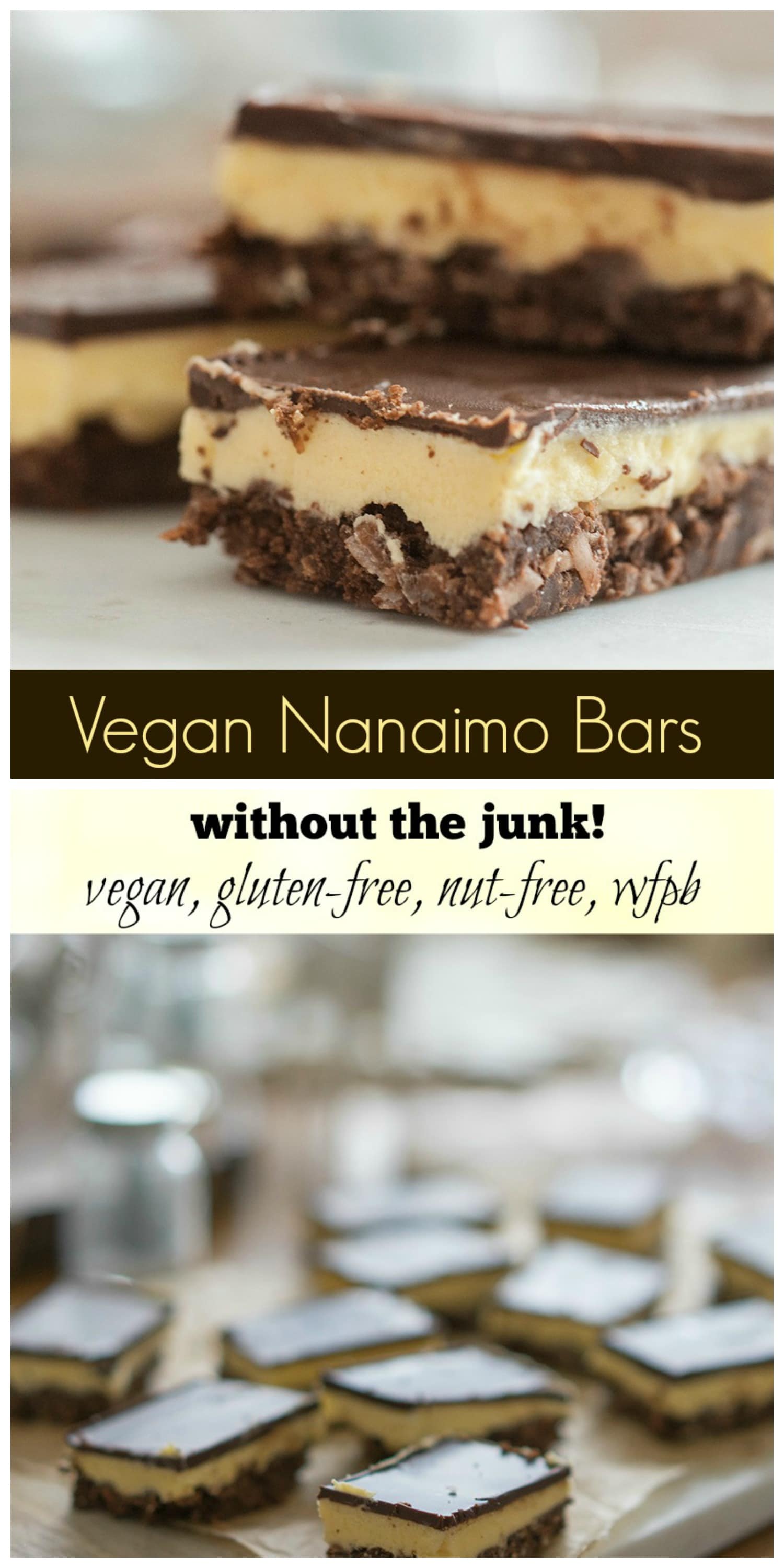 Vegan Nanaimo Bars (without the junk!) vegan, gluten-free, nut-free